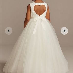 David’s Bridal Ball Gown Flower Girl Dress with Heart Cutout - 2T